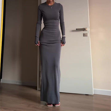 2024 Women's Fashion Sexy Tight-Groomed And Comfortable Solid Color Long Dress